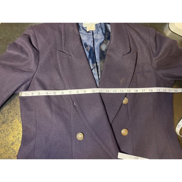 Vintage Stephanie Andrews Navy Blue Double Breasted Wool Blazer Jacket Sz 14P - Picture 6 of 9